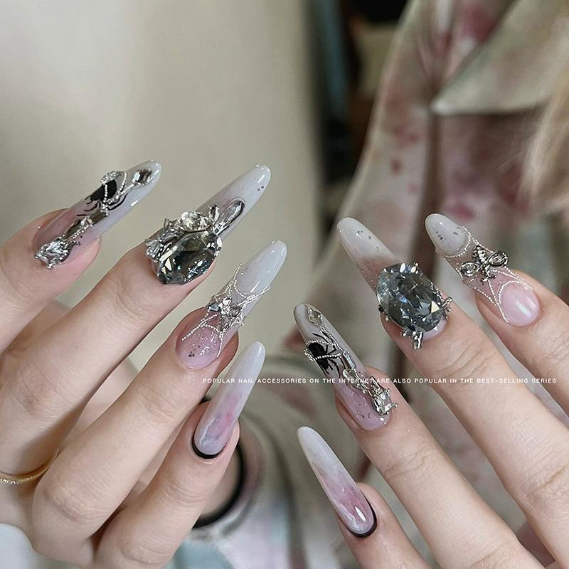 Pinturas Formato Aranha Dourada Preto e Branco Adesivo de Unha Realce Adesivo Decalque de Unha Acessórios Patch