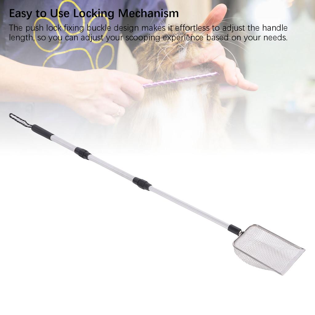 Extendable Cat Litter Scoop Long Handle Detachable Anti Stick Stainless Steel Kitty Litter Scooper Shovel