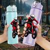1PC Mountain Biker Silhouette 750ml Color Plastic Sports Water Bottle Leakproof Flip Straw Lid Suitable for Sports Office Home Use