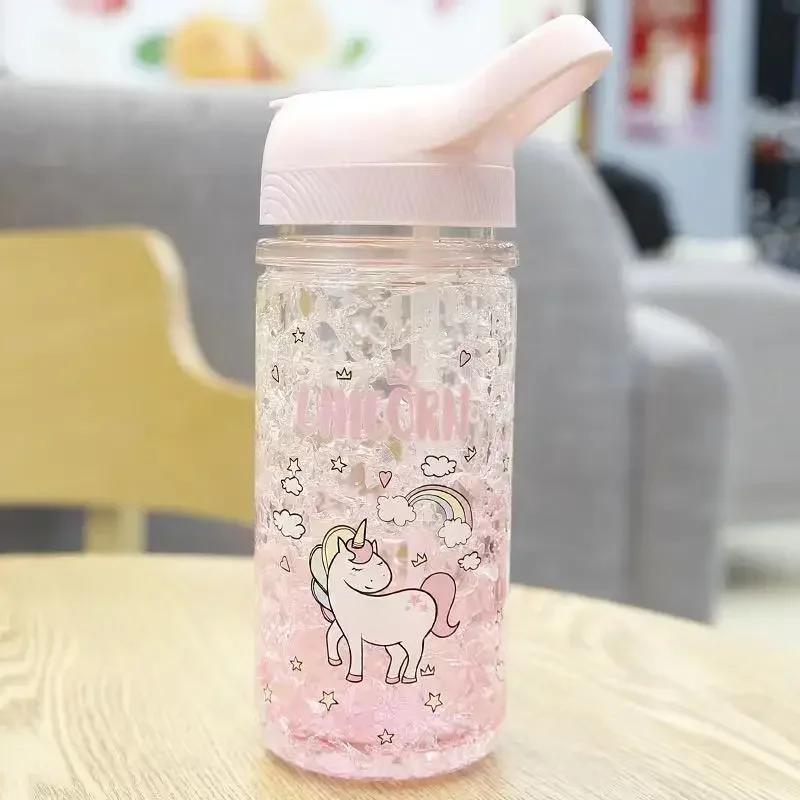 400ml Cartoon Children's Plastic Bottle Double Layered Water Bottle Outdoor Portable Portable Water Cup Sports Water Cup