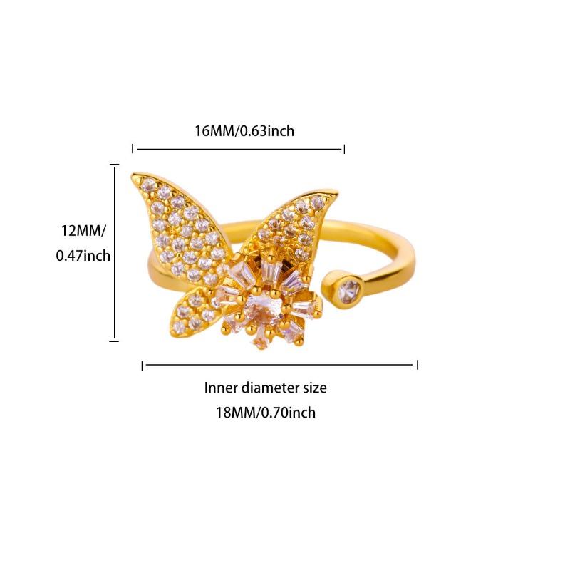 Pink flower rotating ring women's light luxury hot-selling copper inlaid zir*****pen index finger ring