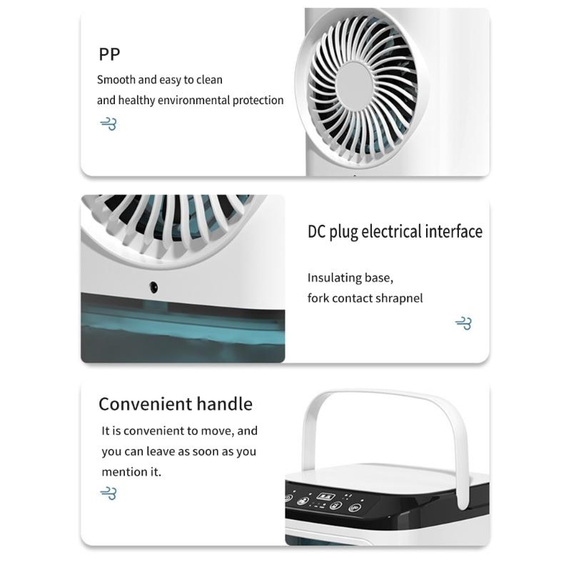 3 Speeds Miniature Air Conditioner USB Powered Ice Box Coolers with Night Light Practical Desktop Cooling System