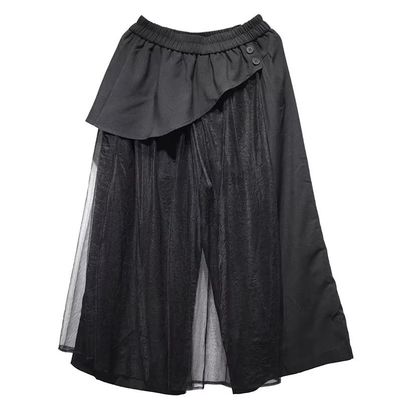 

XITAO Patchwork Mesh Elastic Waist Female Pant ZMY1343 One Size чёрный