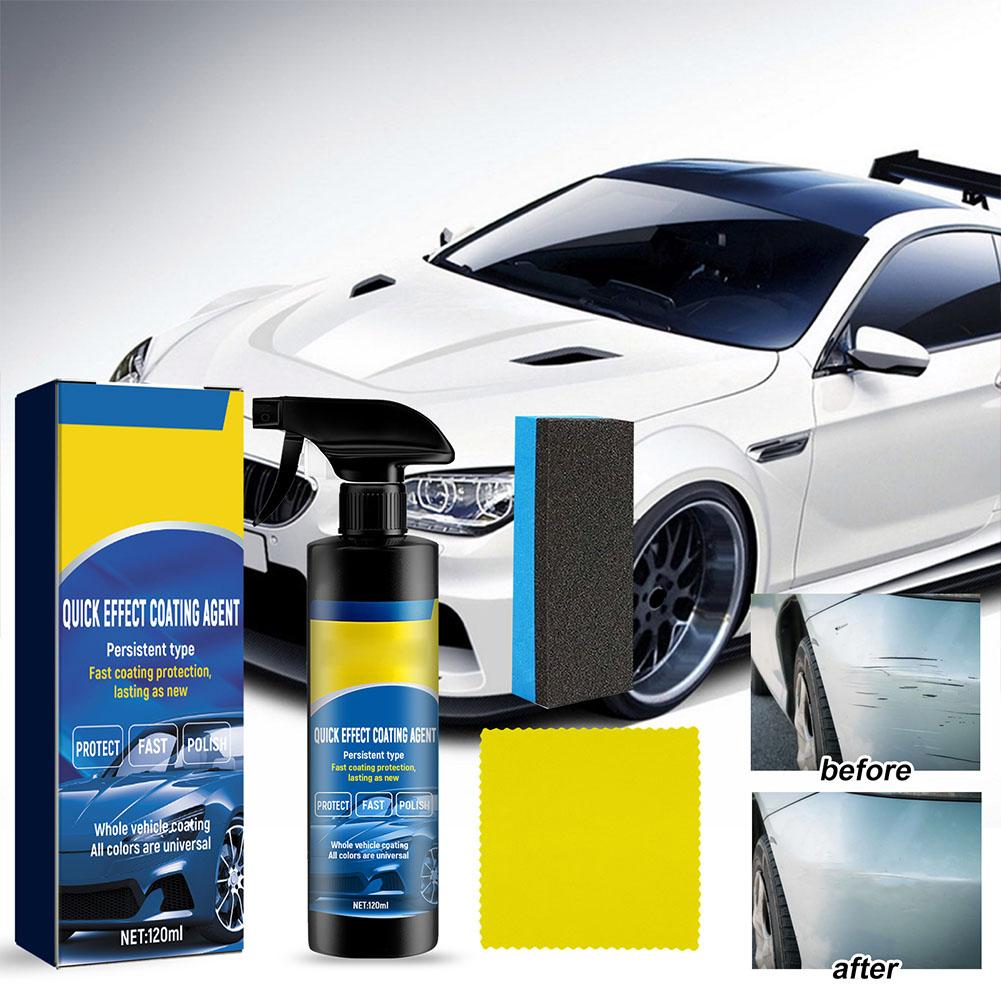 Car Coating Spray 120ml Refurbish Agent Polish Spray Glass Cleaner Scratch Wax Waterless Wash for Exterior Paint Motorcycle
