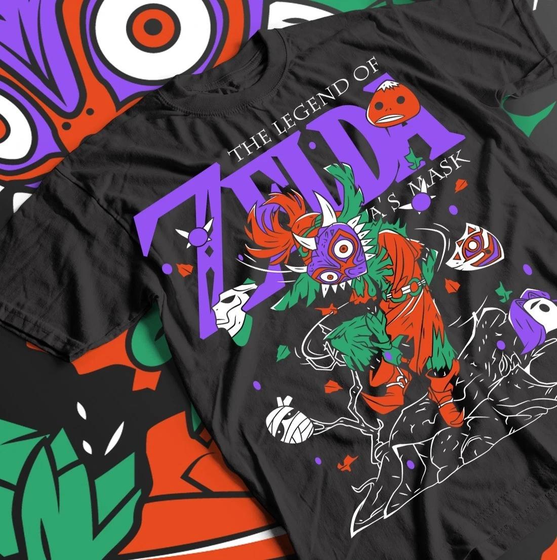 Majoras Mask T-shirt Legend of Zelda Graphic Print Anime Gift Shirt All Size 4XL