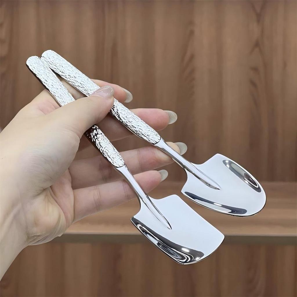 Stainless Steel Hammered Retro Watermelon & Dessert Spoon Set—Thickened, Creative, Cute Design.