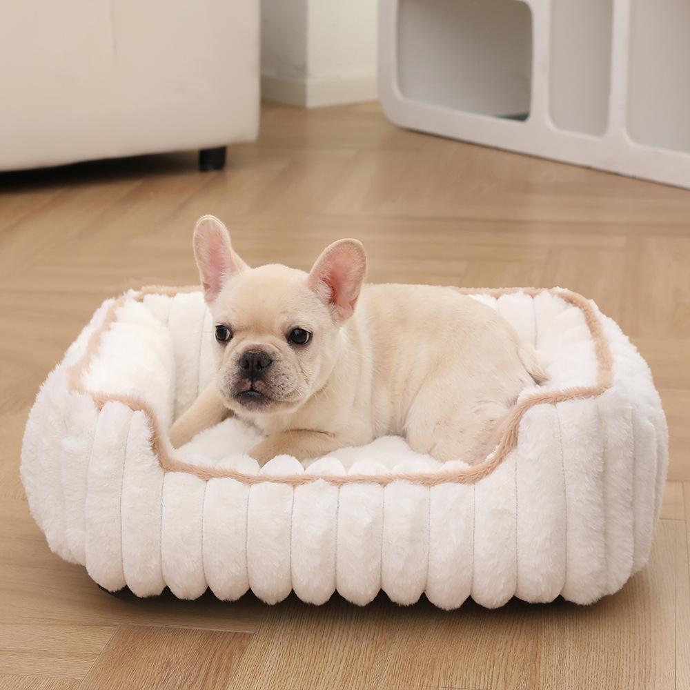 Cat nest, thickened straight bar square nest, rabbit plush, soft and comfortable pet bed for deep sleep, also suitable for dogs