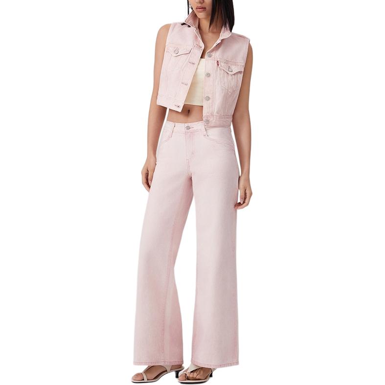 Levis SS25 Casual Slim Fit Short Denim Vest Women Vests Pink A7437-0005