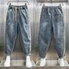 Spring and Summer Pants Men's Jeans Loose Harlan Pants Elastic Waist Radish Pants Wide-leg Nine-point Pants Tide