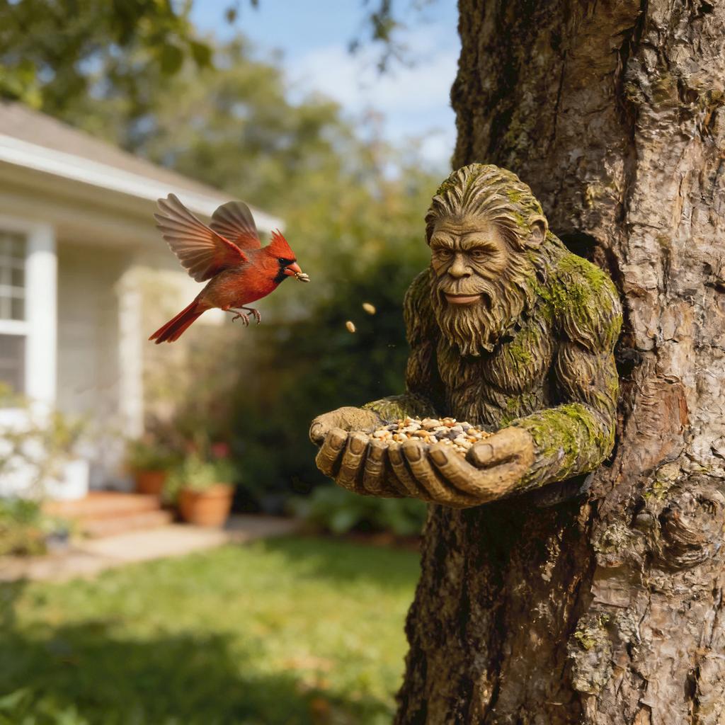 Bird Feeder Outdoor Garden Statue, Mystical Nature Art Hanging & Tabletop Ornament For Yard Patio