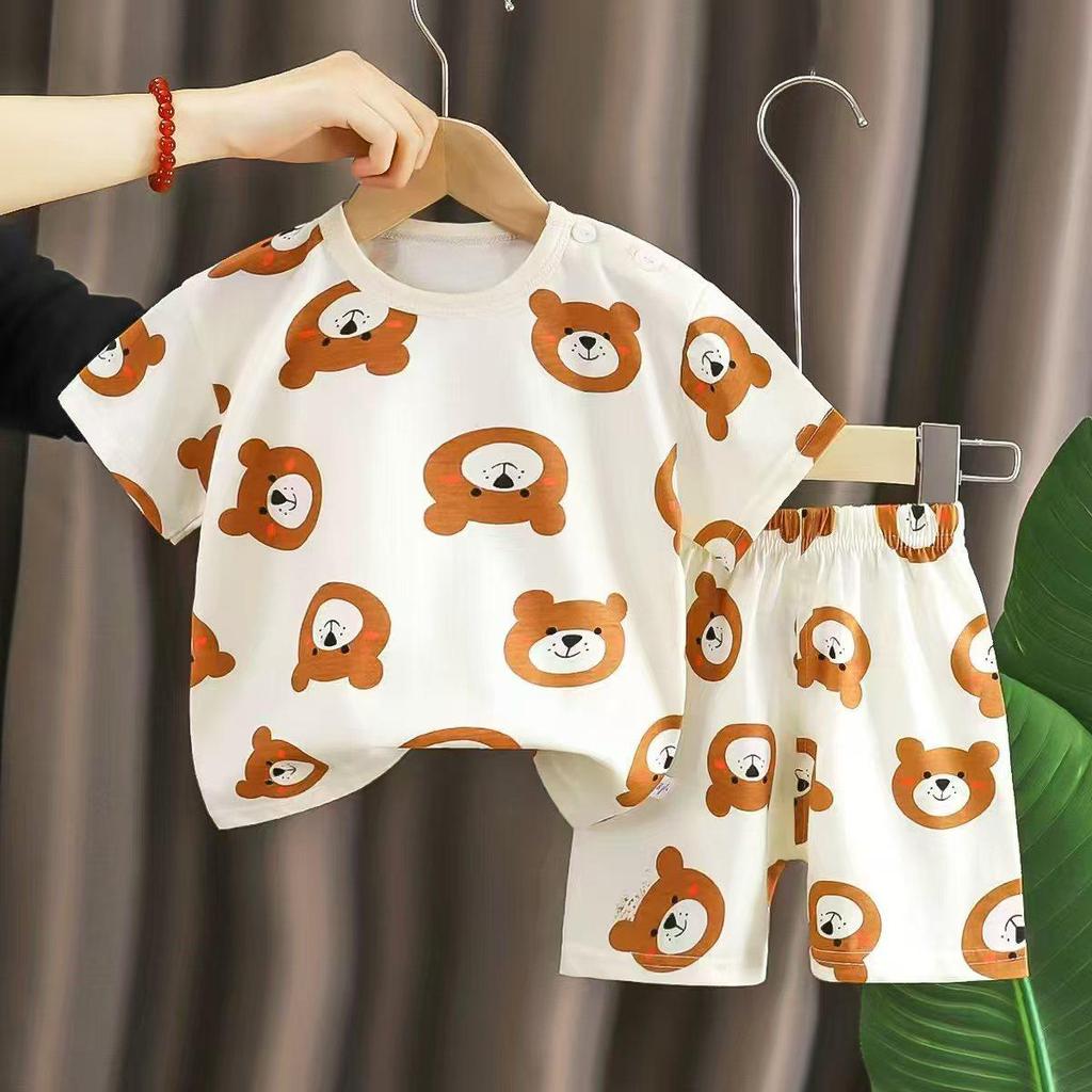 Toddler's Summer Bear Print T-shirt and Shorts Set