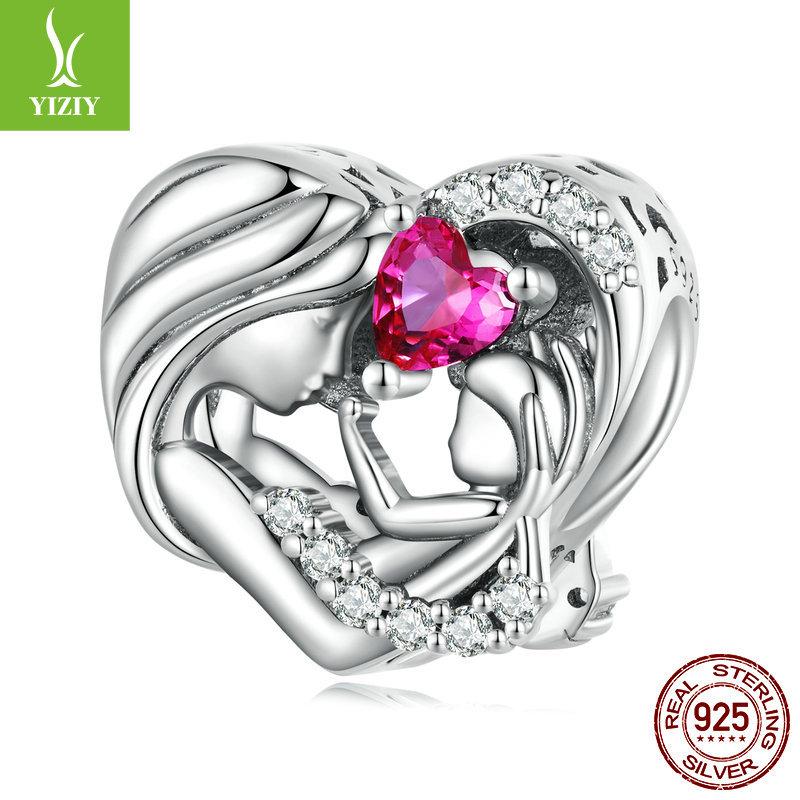 Mother'S Day Family Series S925 Silver Beaded Wind Diy Bracelet Accessories Loose Beads