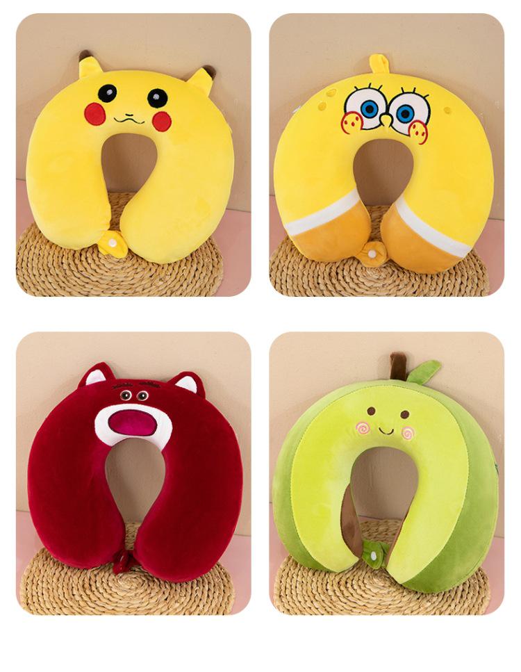 Customizable Cartoon Embroidery U-Shaped Memory Foam Neck Pillow for Travel & Home