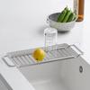 Stainless Steel Telescopic Sink Organizer - Multi-Purpose Drainage Rack for Dishes, Fruits, Vegetables and Dishcloths