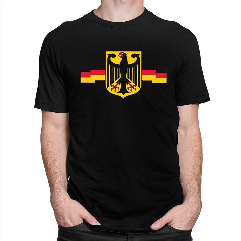 Custom German Eagle On Shield T Shirts for Men Pure Cotton Tee Tops Germany Flag Tshirt Casual Tshirt Clothing