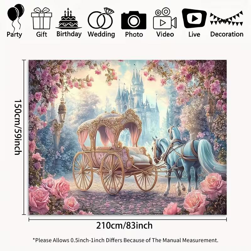 

2D Pink Castle Backdrop Princess Party Photography Background 47.2x31.5inch/120*80cm