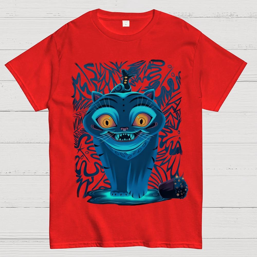 Superpower Blue Cat Unisex 100% Cotton Summer Casual Cool Loose T-Shirt