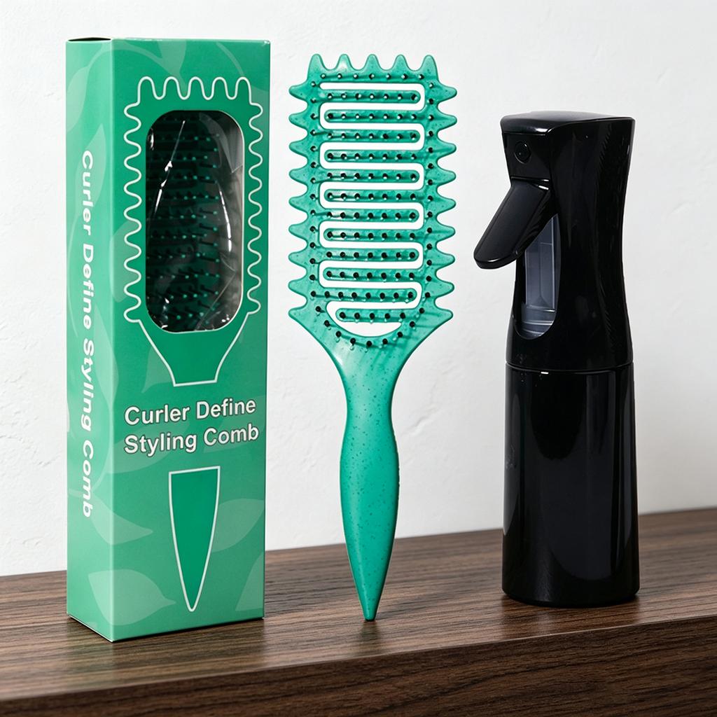 2 Pieces/set of Modeling Tool Set, with Spray Bottle and Hollow Comb, To Gently Comb Hair, Suitable for Home and Hair Salon Use