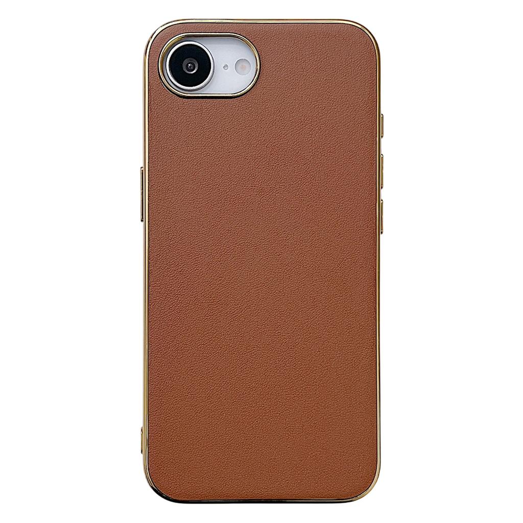 For iPhone 16e Case Nappa Texture PC+PU+TPU Phone Back Cover