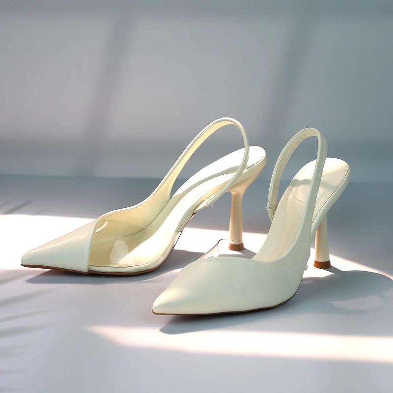 

Luxury Elegant Women s Sandals Super High-heeled Summer Slingback Footwear White Modern Wedding Party Shoes for Lady 37 білий