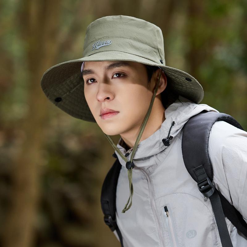 Spring and Summer Hat Men's Outdoor Sports Fishing Hiking Mountain Hat High Quality Windproof Solid Color Versatile Sunshade Bucket Hat