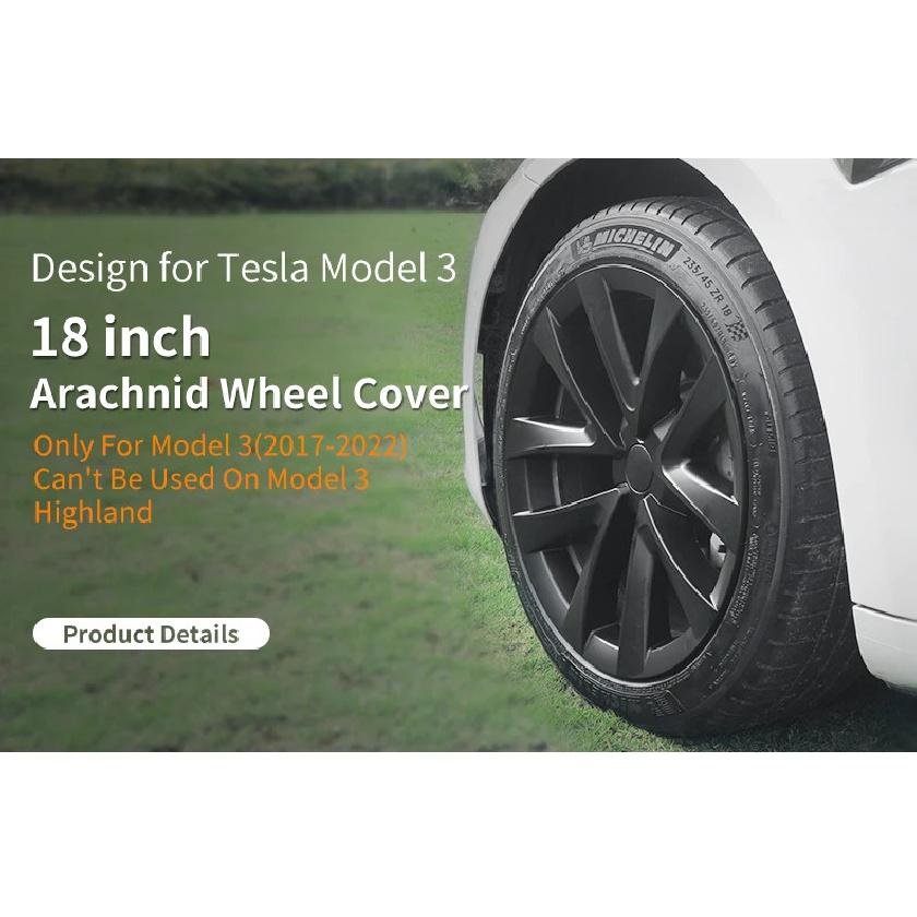 4PCS Hubcaps Design for Tesla Model 3 Full Rim Cover 2023 18 Inch Arachnid Wheel Cover Performance Replacement Car Accessories