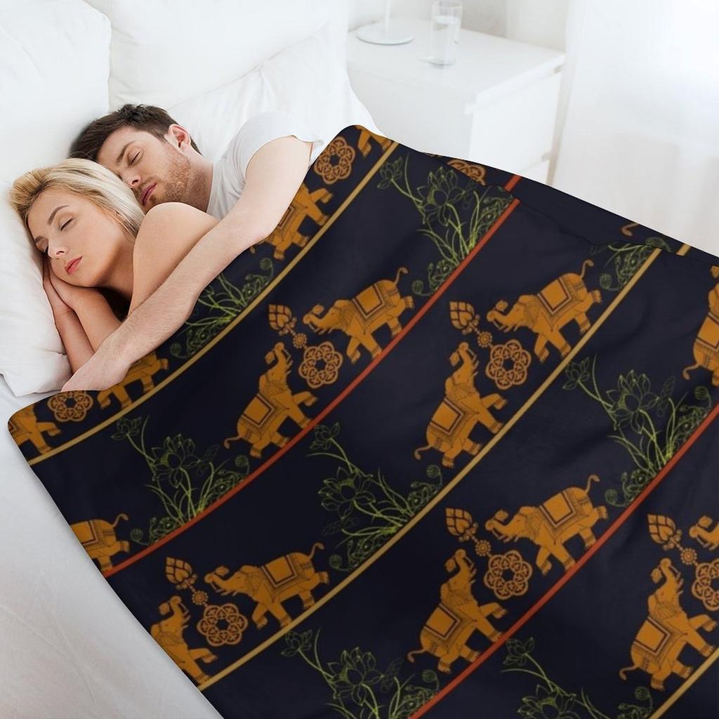 Rajasthani Elephant Print Throw Blanket Wednesday Personalized Gift Custom Sleeping Bag Blankets