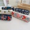 1Pcs Embroidered Exquisite Pencil Box with Retro Multi Color Pattern Details Stationery Storage Student Supplies