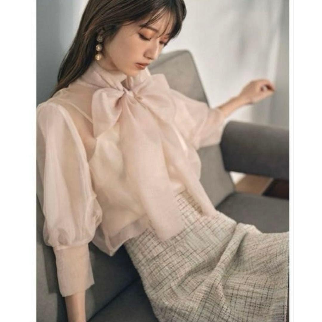 Lily Brown Organza 2WAY Blouse Pink