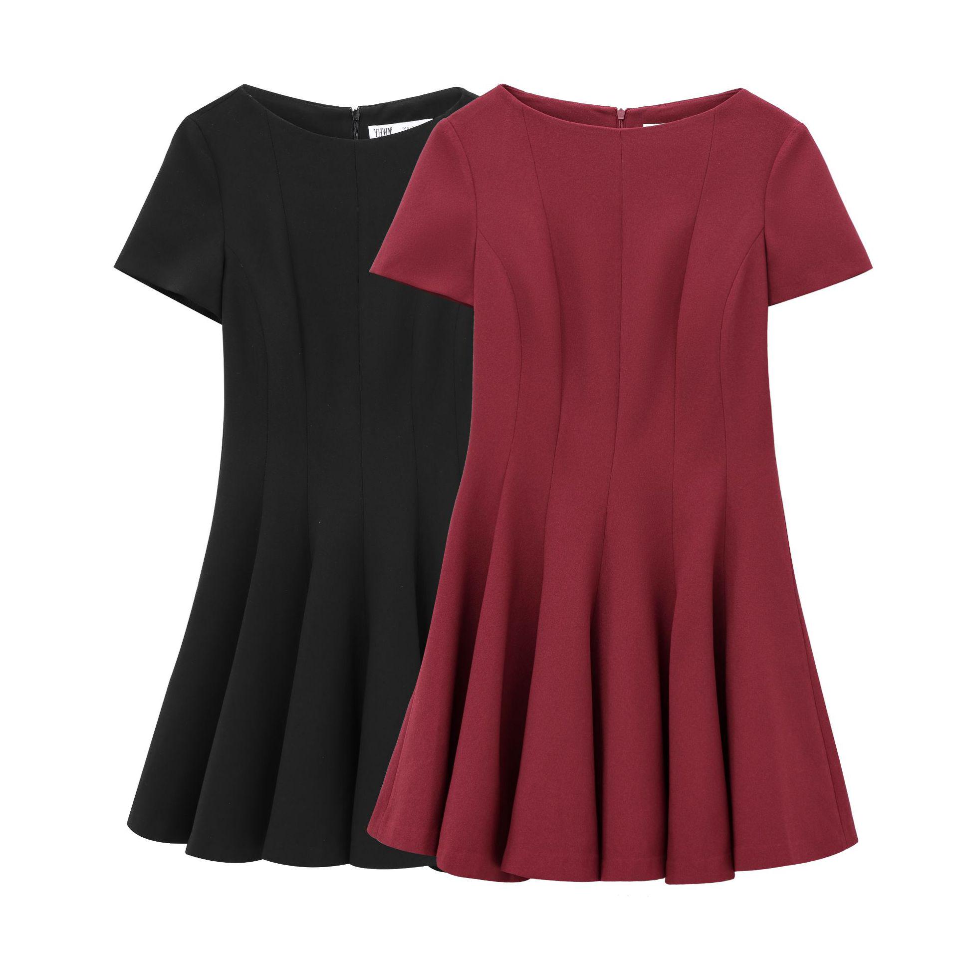 

2025 Spring/Fall Women s European Style Wave Hem Mini Dress XS чёрный