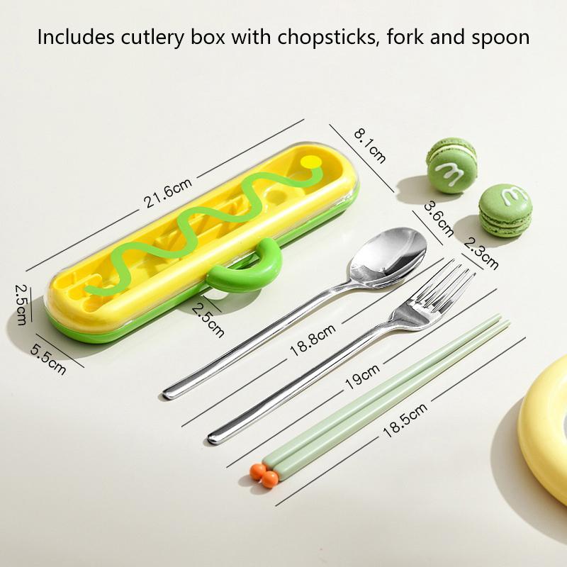 

Dopamine Portable Tableware For Students And Workers Chopsticks Fork Spoon Three-Piece Set 304 Stainless Steel Portable Box жёлтый