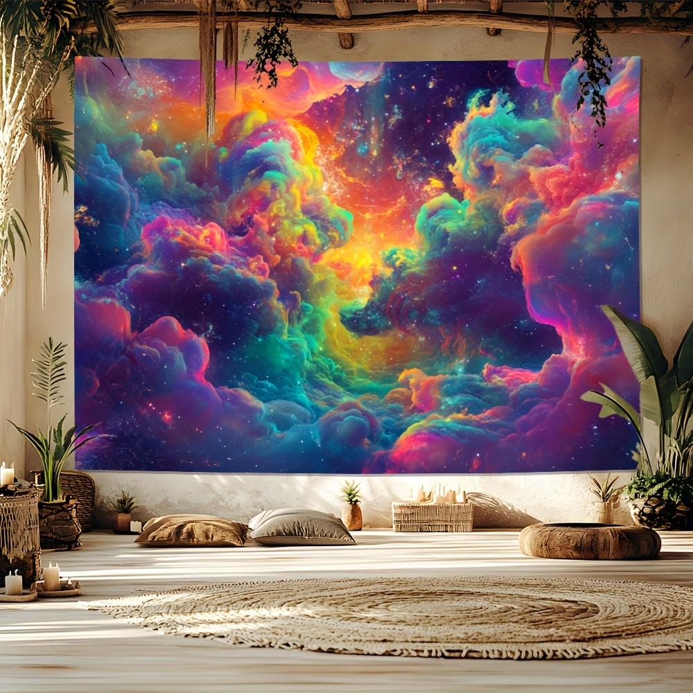Background fabric  bright colors  psychedelic clouds and fractal patterns  interior and exterior party decorations 100x150cm
