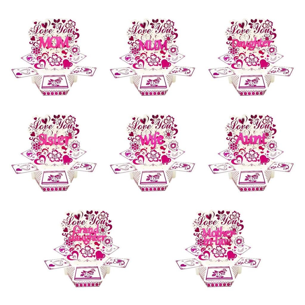 Customizable Flower Heart Popup Card Unique Greeting Cards for Wedding Valentine’s Day Christmas New Year Thank Festival