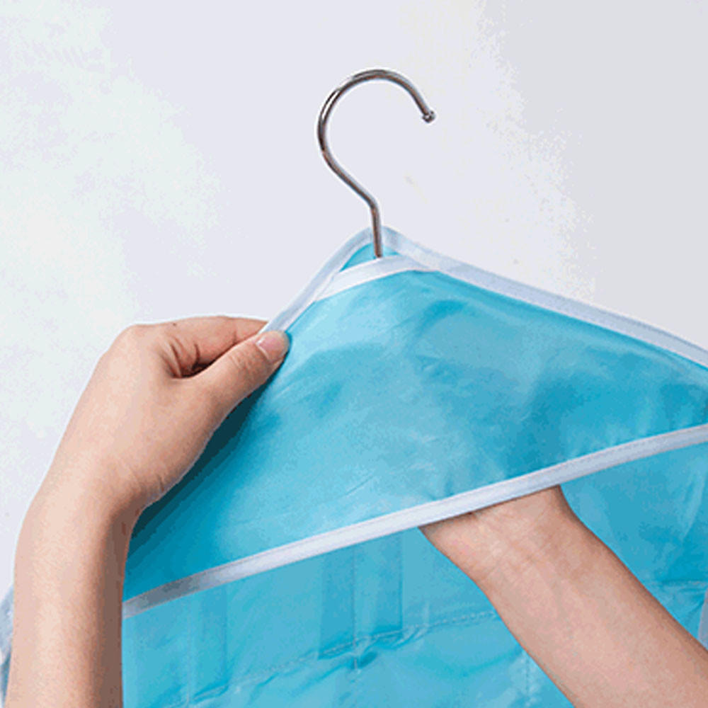 16Pockets Clear Hanging Bag Socks Bra Underwear Rack Hanger Storage Organizer