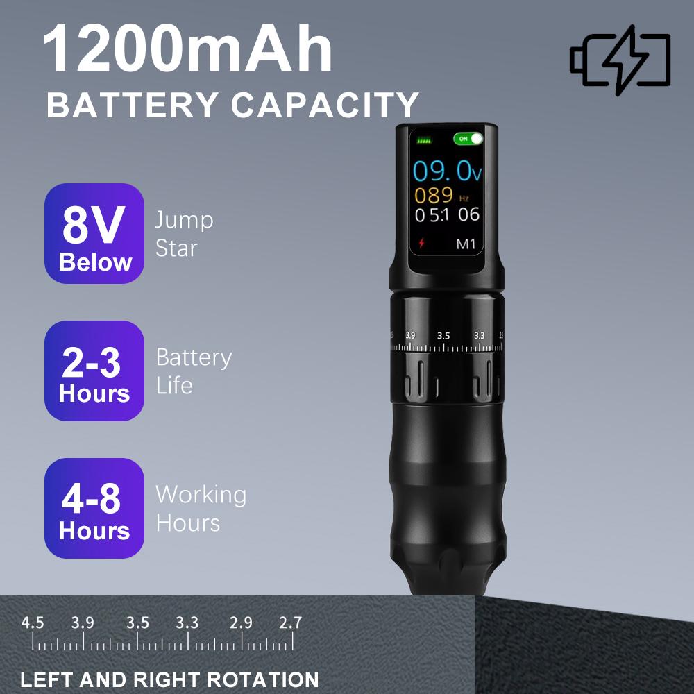 Professional New Wireless Tattoo Pen Machine with OLED Display Permanent Makeup Machine Tattoo Machine Pen with 1200mAh Battery