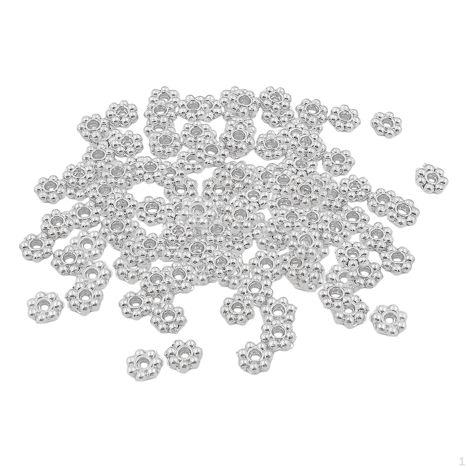 

500Pcs Daisy Flower Spacer Beads, Beads DIY Metal Craft Handmade Loose Charm for Silver