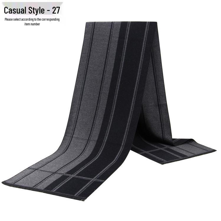 Men's Autumn & Winter Plaid Imitation Cashmere Scarf - Warm & Thick Custom Design
