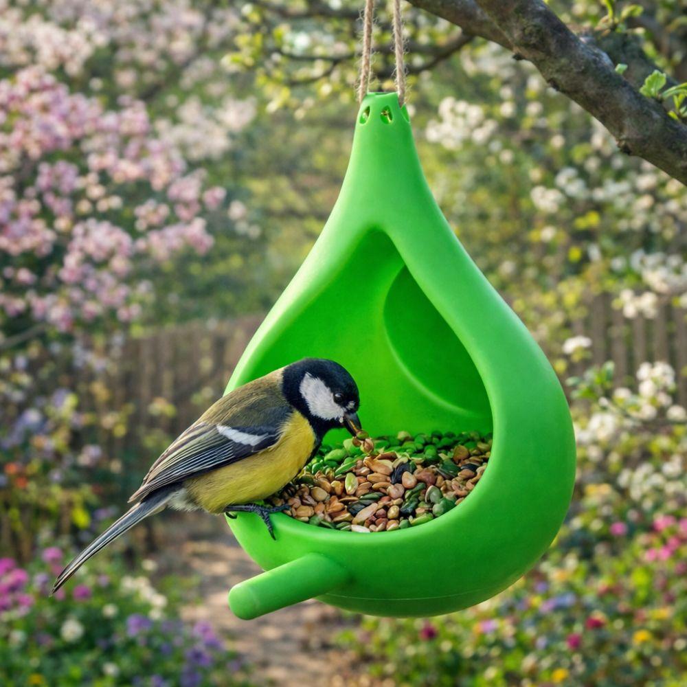 Plastic Bird Feeder House with Perch Pole Wild Bird Feeder Rainproof Feeding Station Garden Yard