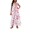 Women's Fashion Casual A-line Floral Printed Hammer Feel Loose Long Skirt With Pockets