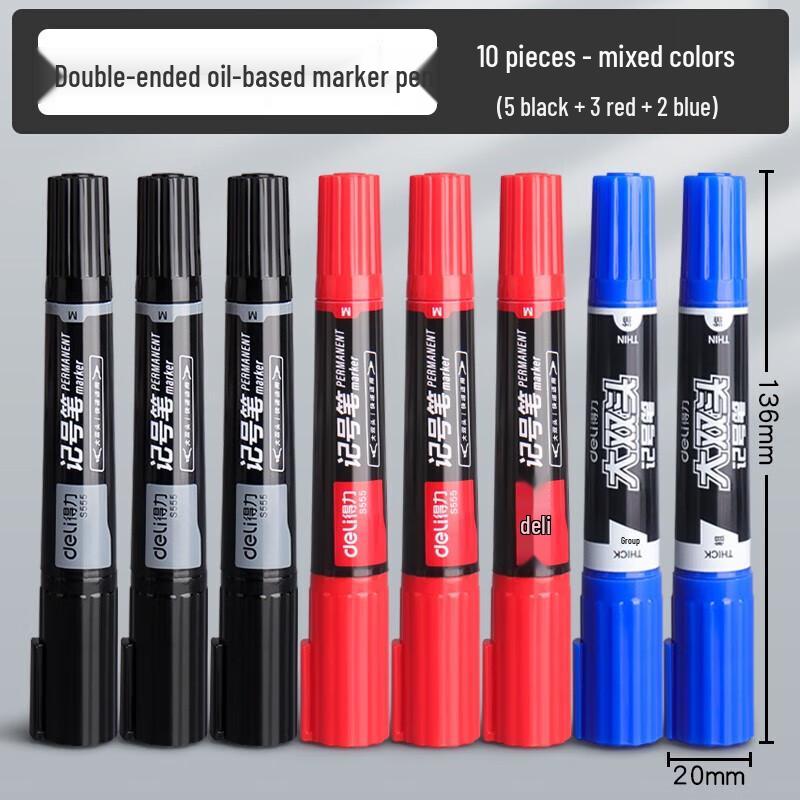 Deli Double-Tip Broad Permanent Marker Pen