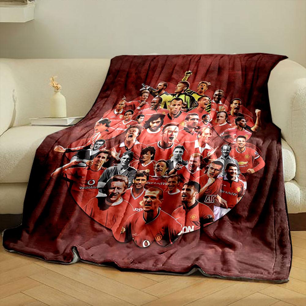 A collage of faceless football players in red jerseys on a red background. for all seasons blanket lunch break throw gift