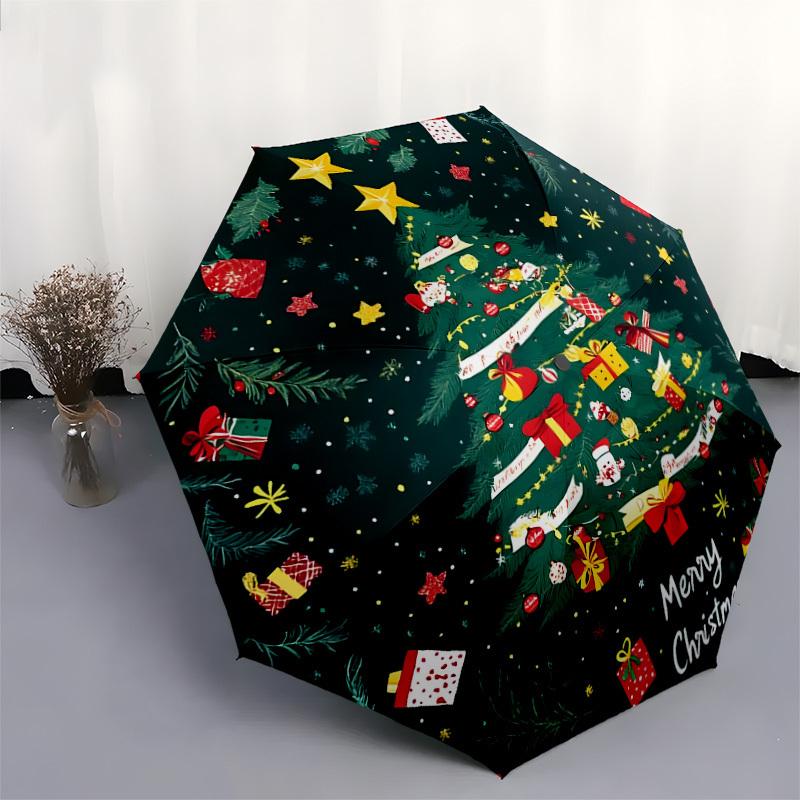 1pc Christmas Tree Decorations Umbrella with Plastic Handle,Suitable for All Seasons Home Travel Outdoor UmbrellaDD1300
