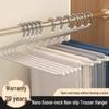 Goose-Shaped Stainless Steel Pants Hanger with No-Trace Clips for Wardrobe Organization