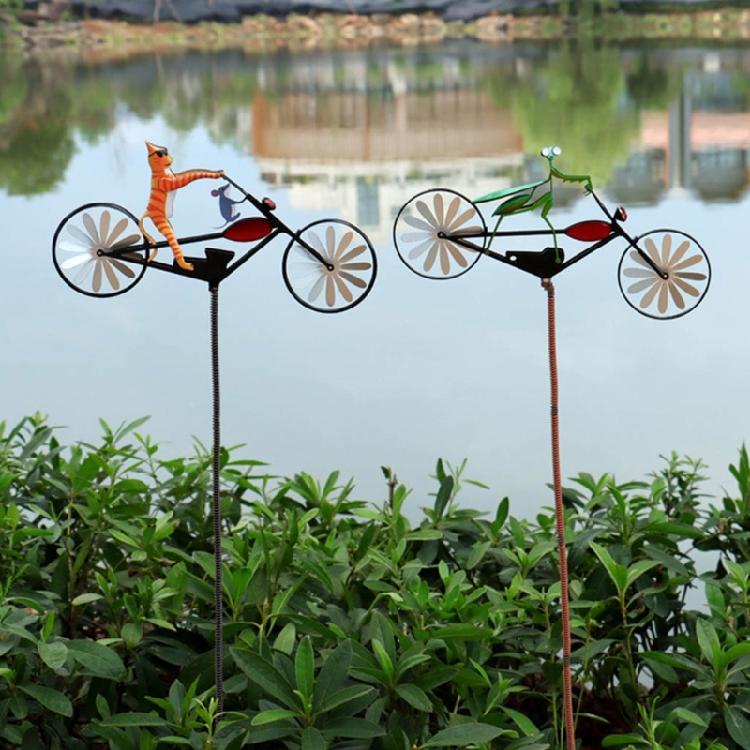 Frogs Bike Sculptures Fast delivery Handmade Metal Wind Spinner with Frogs