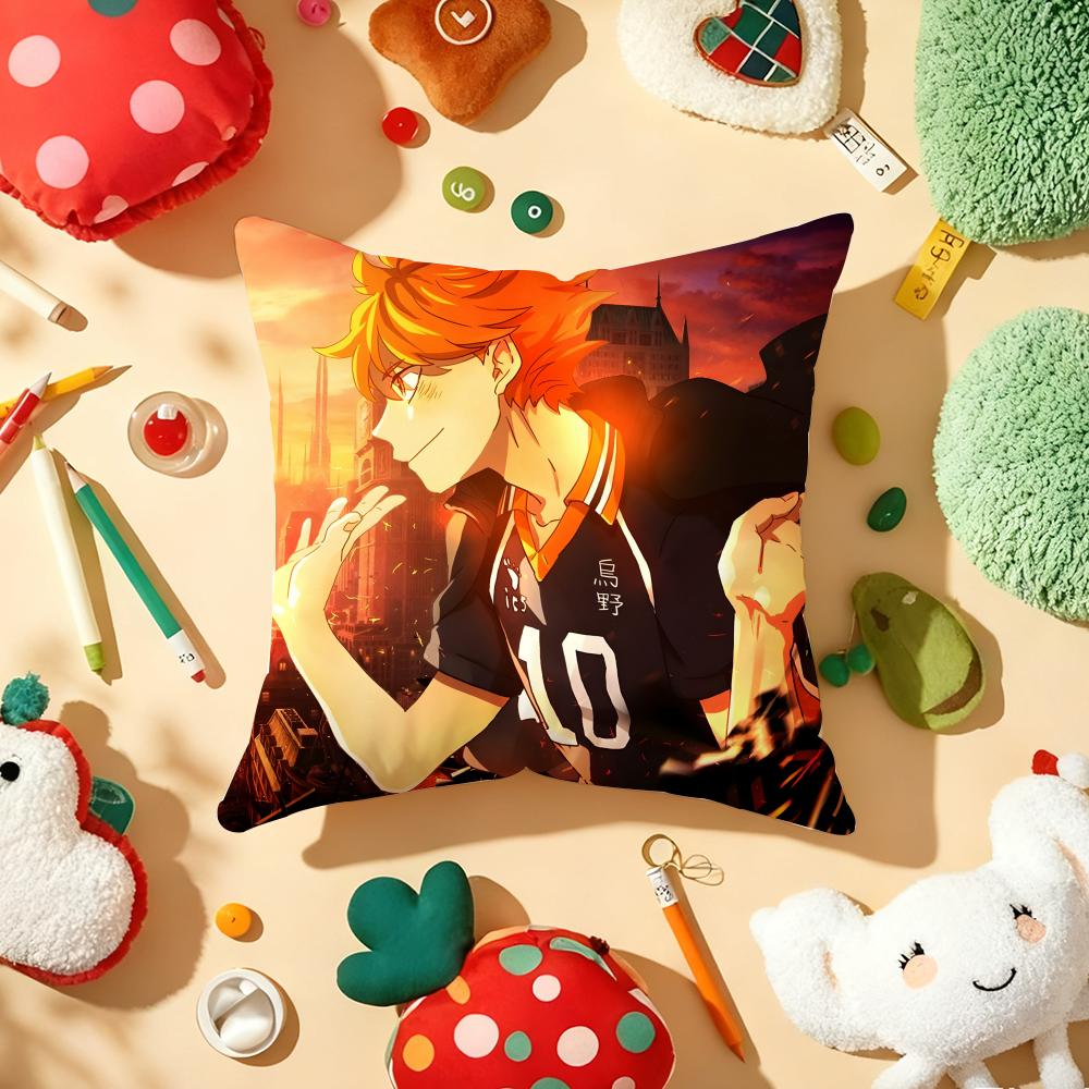 Anime Haijiu Print Cushion Cover Plush Fabric Soft DoubleSided Printed Sofa Warm Winter Home Gift Pillow Cover