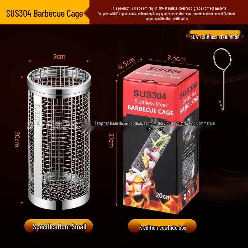 Stainless Steel Rolling BBQ Basket - Outdoor BBQ Tool