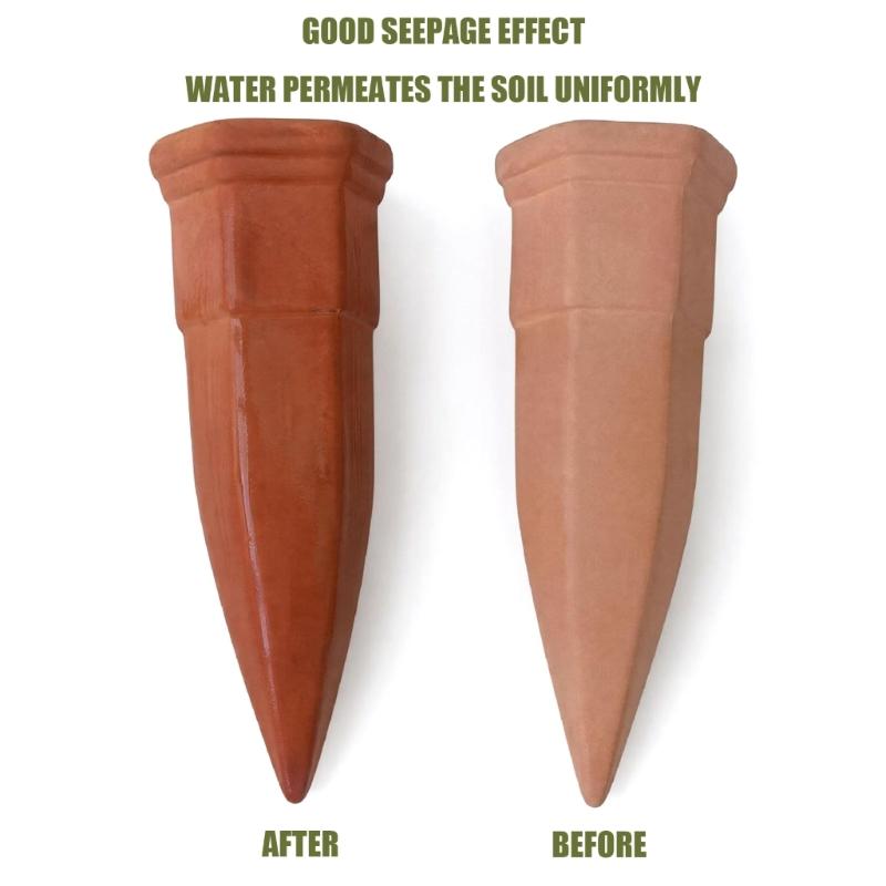 Watering Spikes for Indoor Pots, Set of 4 Porous Ceramic Irrigation Stakes, Tapered Watering Support for Window Pots and Balcony Containers