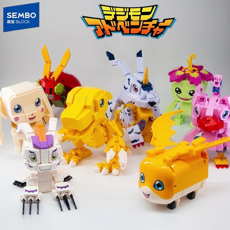 SEMBO Digimon Building Blocks Anime Agumon Gabumon Gabumon Palmon Small Particle Assembled Toys Model Ornament Children's Gift