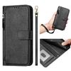 Wallet Phone Case for Pixel 7 Pro with Zipper Card Holder, Detachable Strap, Kickstand, Magnetic Closure