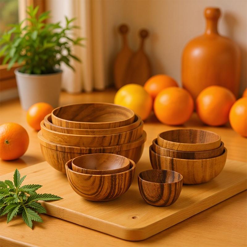 Durable Wooden Salad Bowl Cutlery Holder with Storage Practical for Kitchen Table Large Capacity Home Dining